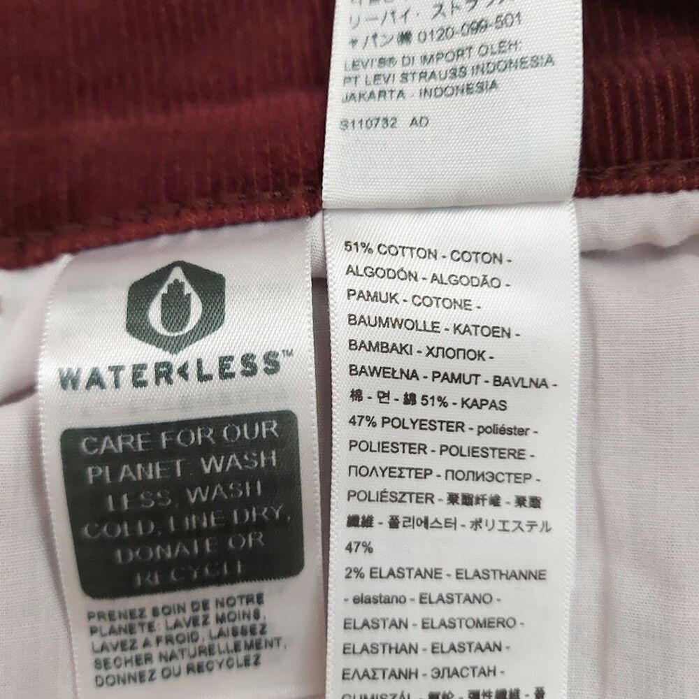 Levi's Corduroy Mom Pants Womens 33x29 Burgundy High Waisted Relaxed Fit Retro - Picture 10 of 12